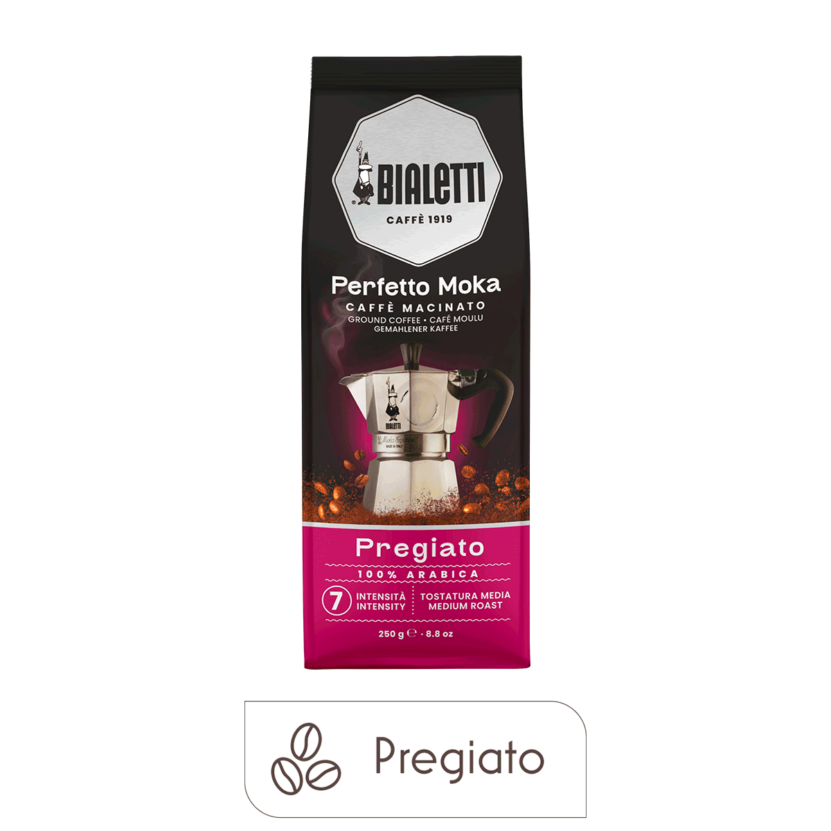 Bialetti Perfetto Moka Pregiato 100% Arabica Ground Coffee, 8.8 oz