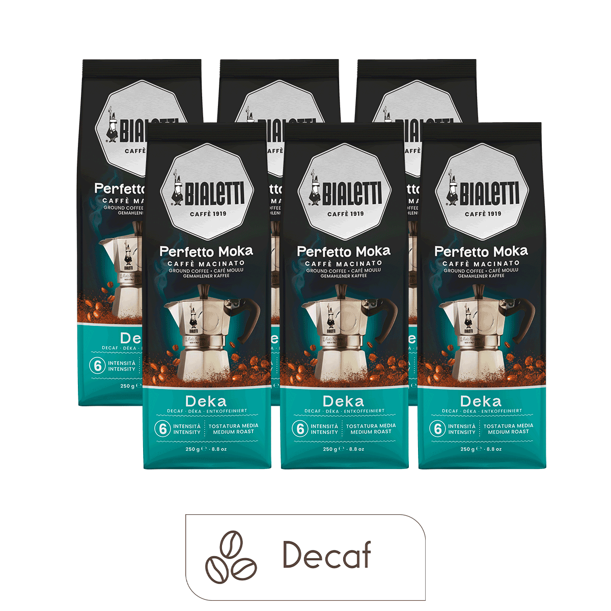 Perfetto Moka Ground Coffee Decaf (6-Pack, 8.8 oz each)