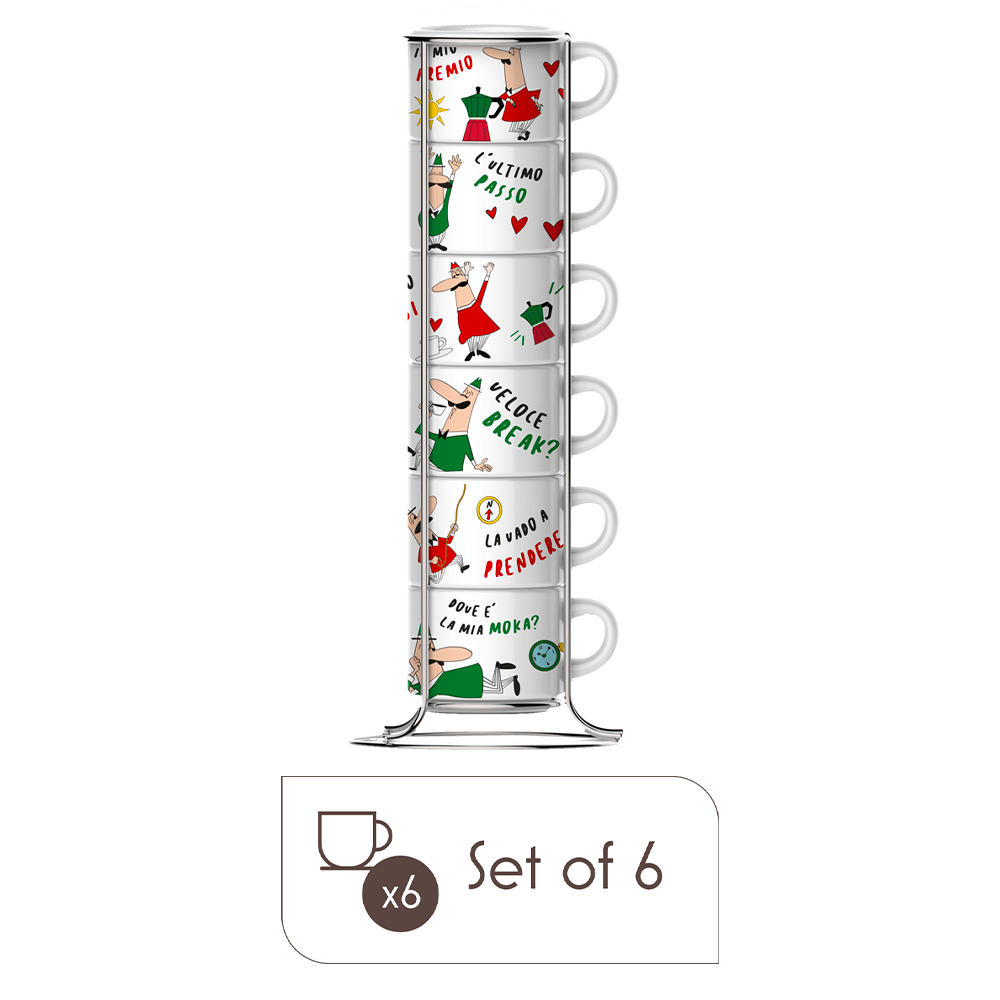 Italia Stackable Percelain Coffee Cups Set of 6