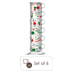 Italia Stackable Percelain Coffee Cups Set of 6