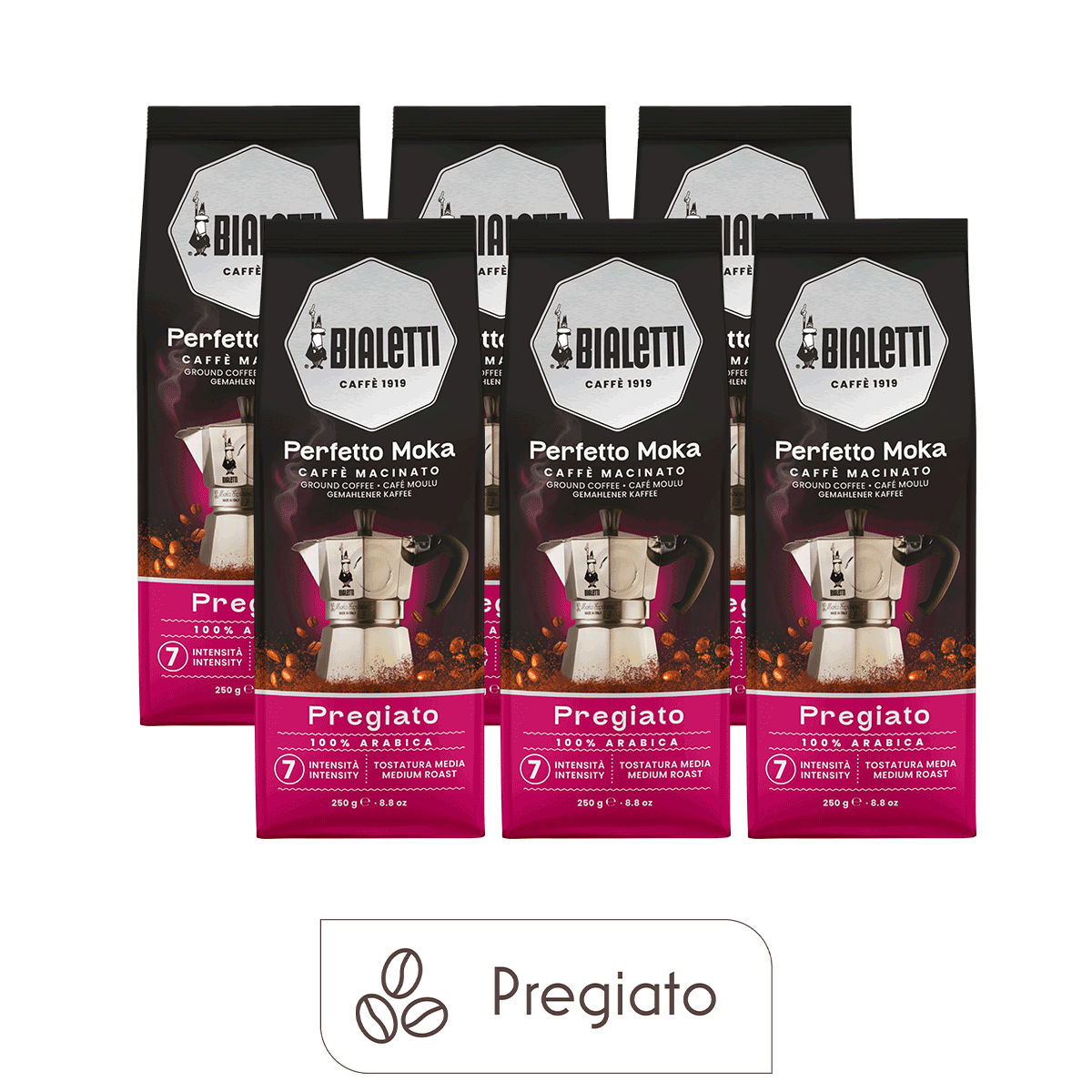 Perfetto Moka Ground Coffee Pregiato (6-Pack, 8.8 oz each)