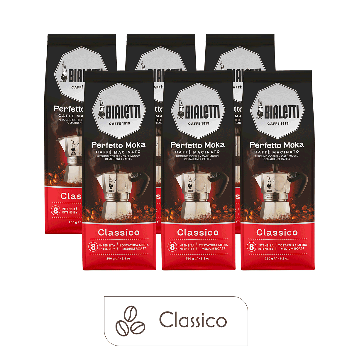 Perfetto Moka Ground Coffee Classico (6-Pack, 8.8 oz each)