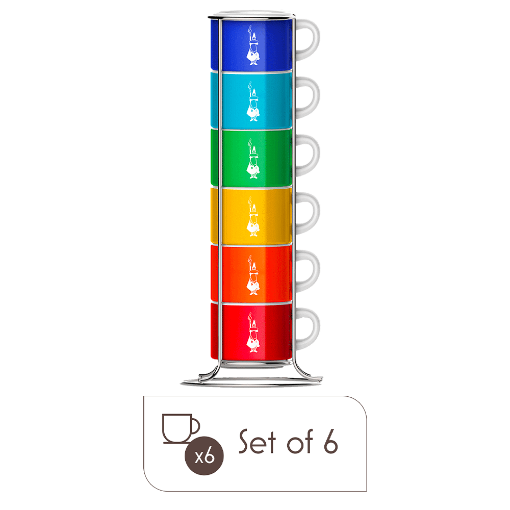 Stackable Espresso Cups – Set of 6 Multicolor Porcelain Coffee Cups