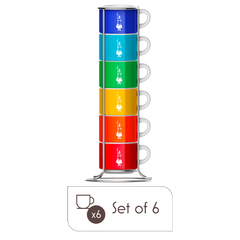 Stackable Espresso Cups – Set of 6 Multicolor Porcelain Coffee Cups