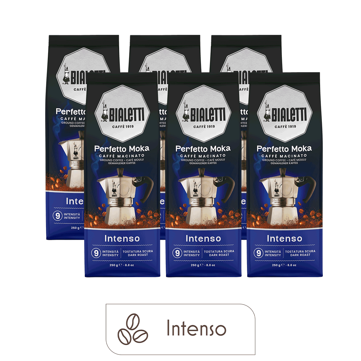 Perfetto Moka Ground Coffee Intenso (6-Pack, 8.8 oz each)
