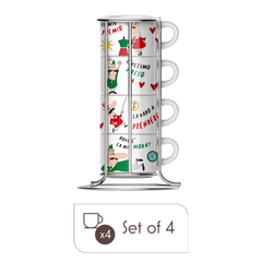 Italia Stackable Percelain Cappuccino Cups Set of 4